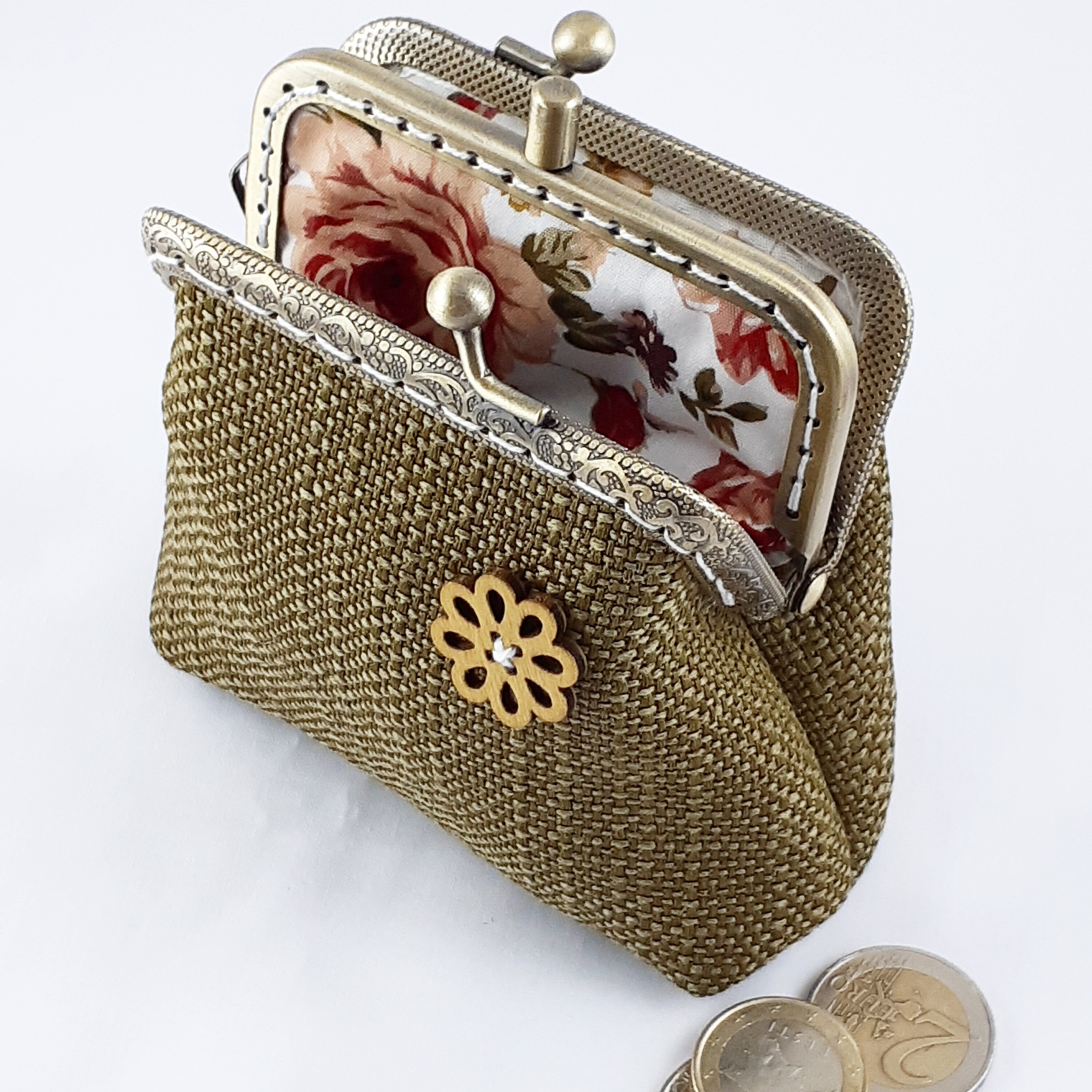 Double Pockets Kiss Lock Purse Personalized Gift Kiss Lock Etsy