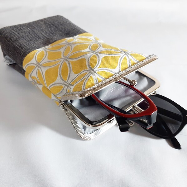 Eyeglass Case Handmade Fabric, Dual Eyeglasses Case, Eyeglasses Case Double Pockets, Eyeglass Case For Travel, Retro Eyeglass Case