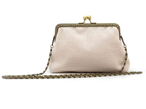 Borsa Clutch Sposa Pochette In Ottone Oro In Metallo Crema Resina