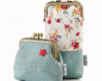 Handmade Floral Eyeglass Case & Coin Purse Set, Vintage Style