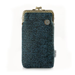 Eyeglass Case Double Pockets, Retro Eyeglass Case, Handmade Eyeglass Case Blue Fabric, 70s Eyeglass Case, Eyeglass Case Handmade, Cloth Case