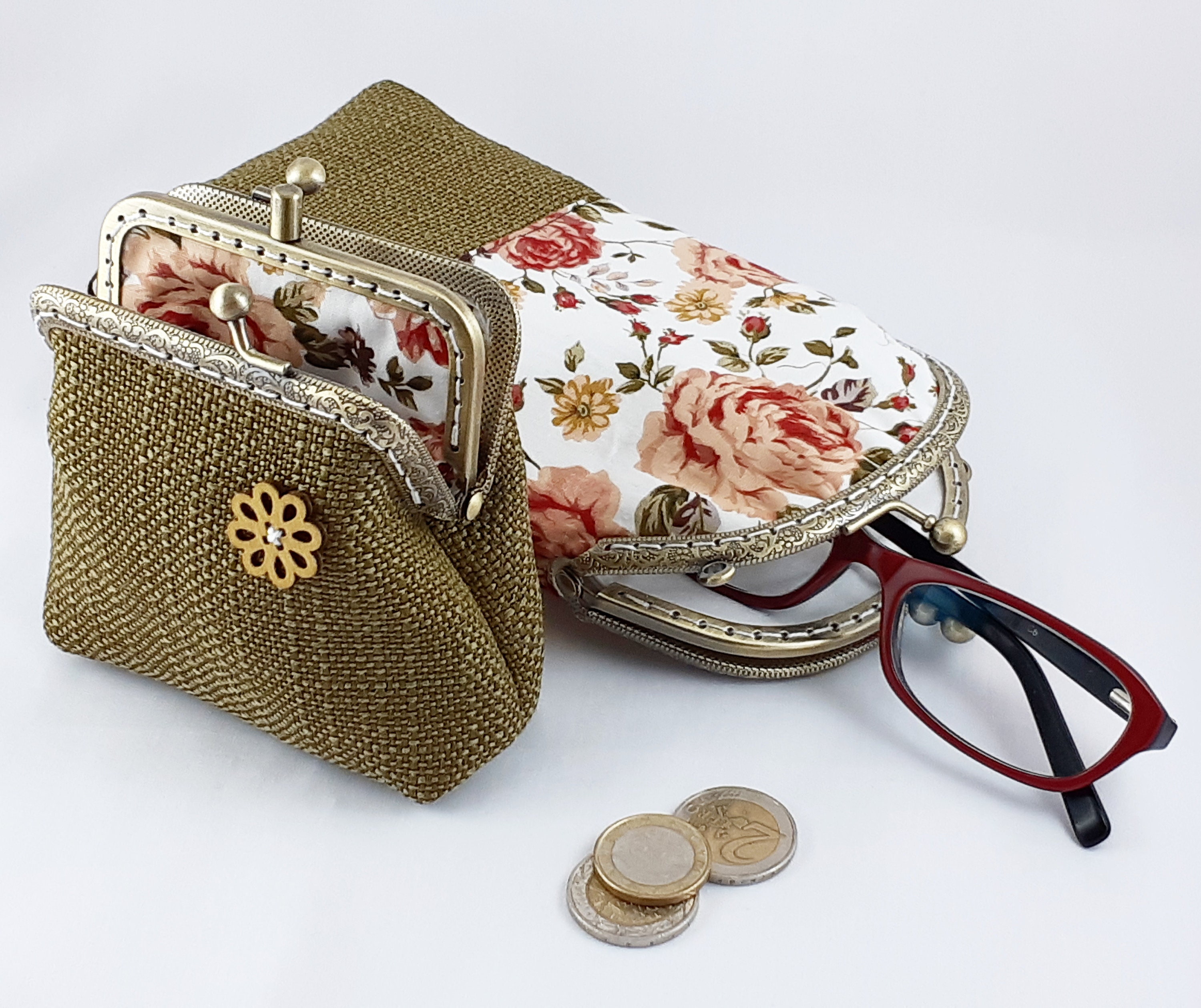 Coin Purse Double Pockets Kiss Lock Purse Personalized Gift Etsy Hong