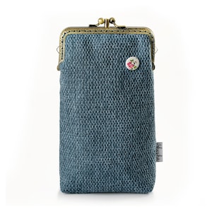 Eyeglass Case Double Pockets, Retro Eyeglass Case, Handmade Eyeglass Case Blue Fabric, 70s Eyeglass Case, Eyeglass Case Handmade, Cloth Case