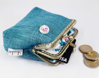 ZZAEO Womens Coin Purse Butterfly Coin Pouch with Kiss-lock Buckle Cute Money Bag Retro Change Holder Small Coin Wallet Credit Cards Pouch
