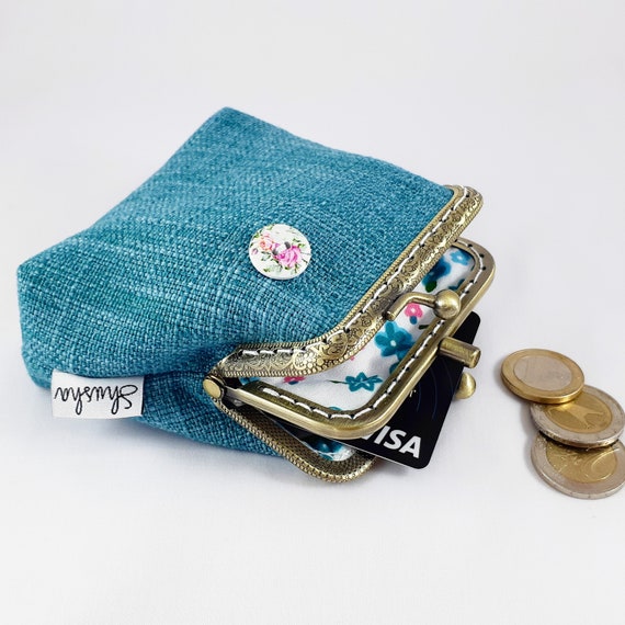 Double Kiss Lock Coin Purse, Vintage Style Coin Purse, Double Pockets Coin Purse, Kiss Clasp Wallet, Fabric Coin Purse, Unique Gift for Her