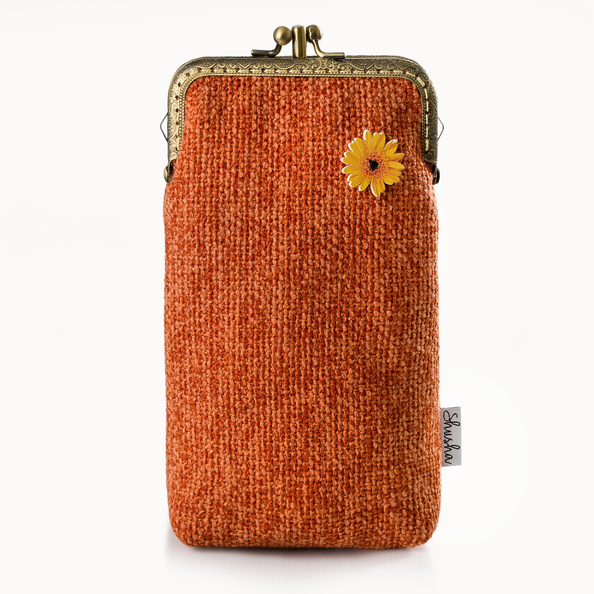 Handmade Dual Glasses Case, Retro Kiss Lock Pouch, Floral Lining