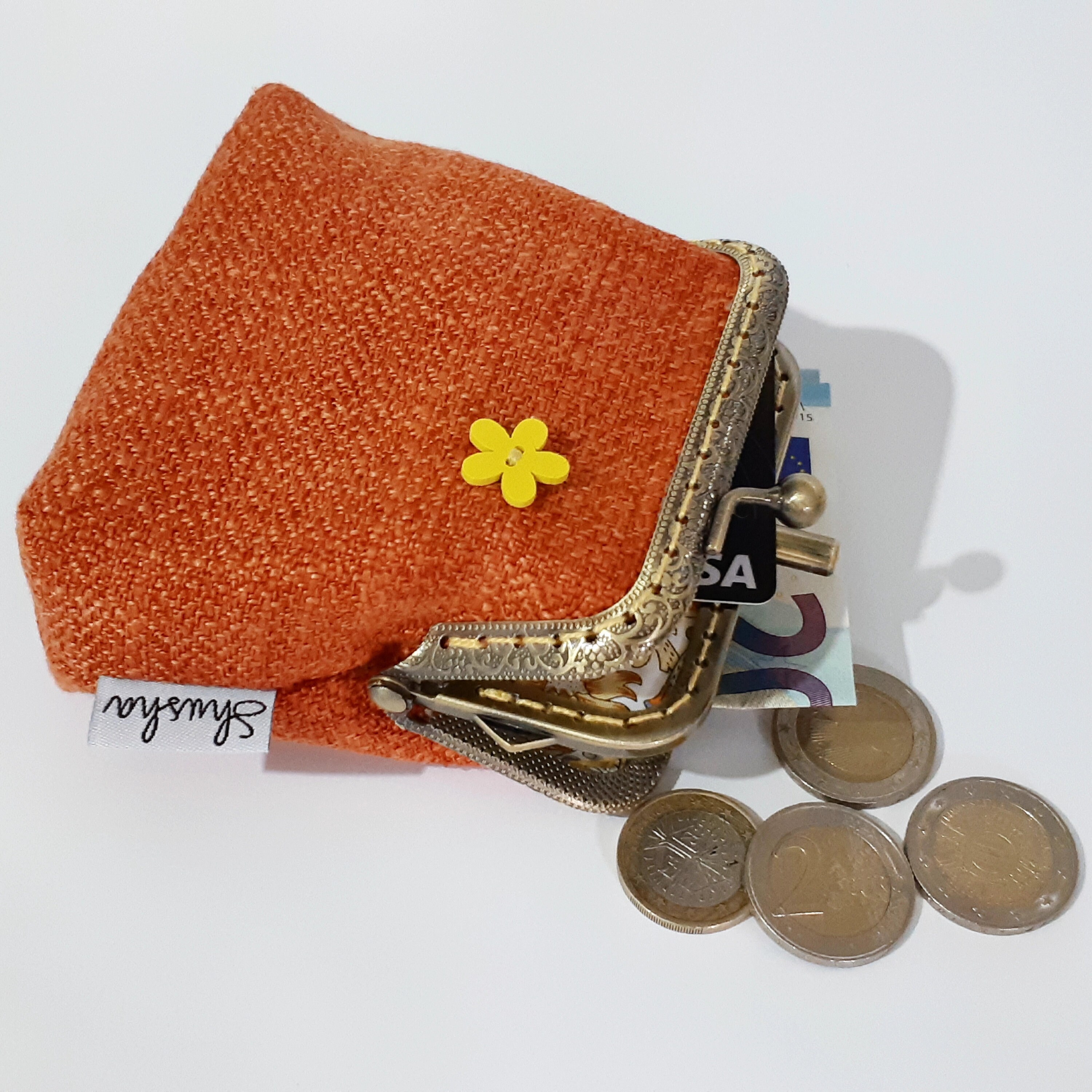 Saja Tapestry Coin Purse Women's Wallet Key Wallet Pouch Double Pocket Kiss Lock Garden Flower Coin
