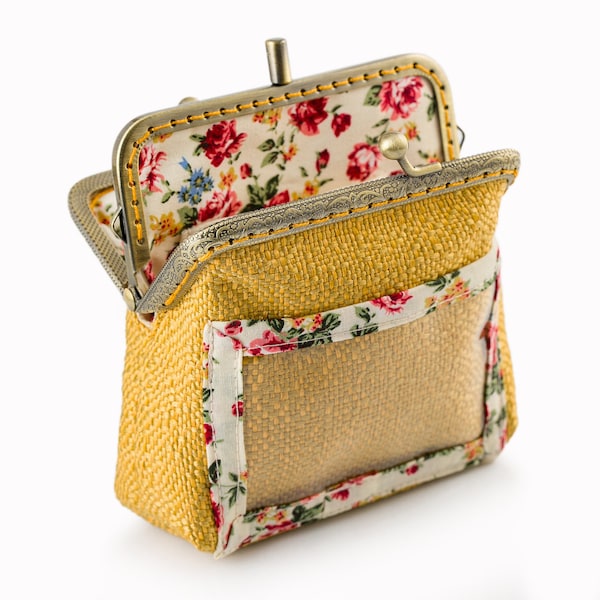 Vintage Style Kiss Lock ID Wallet, Retro Chic Coin Purse for Women