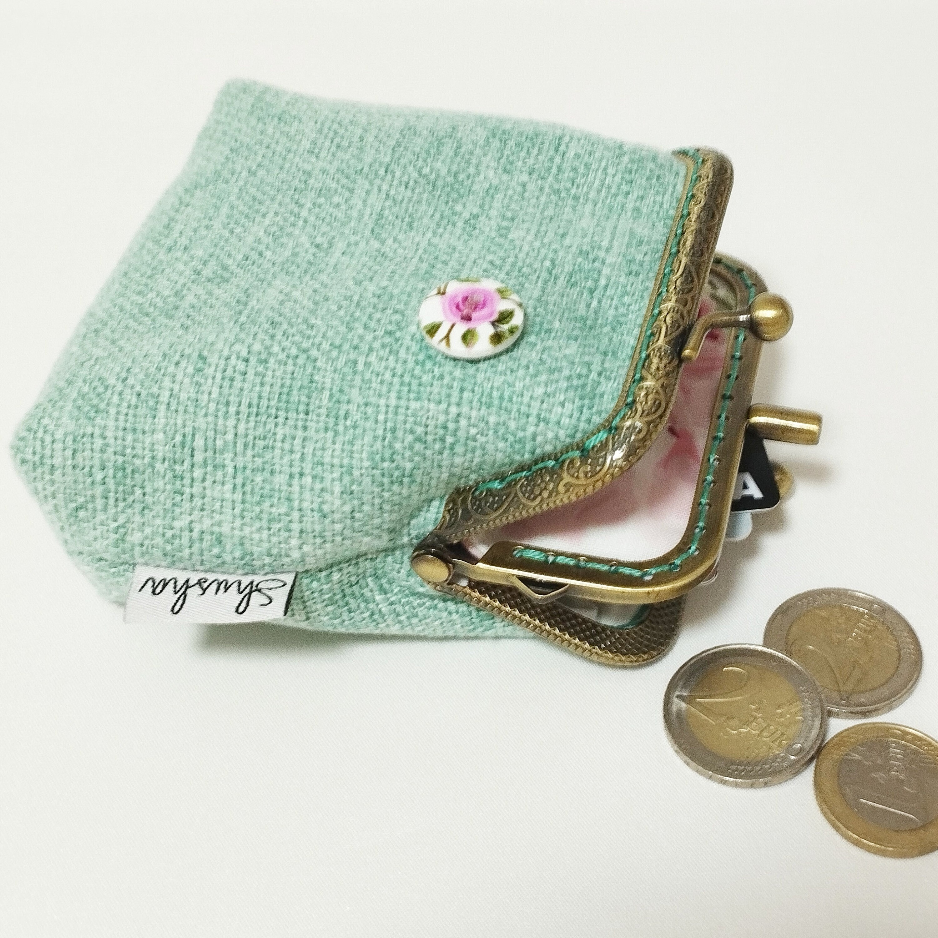 Double Pockets Coin Purse, Handmade Coin Purse, Kisslock Coin Purse, Small Coin Purse, Mini Coin Purse, Personalized Women Gift, Change Bag