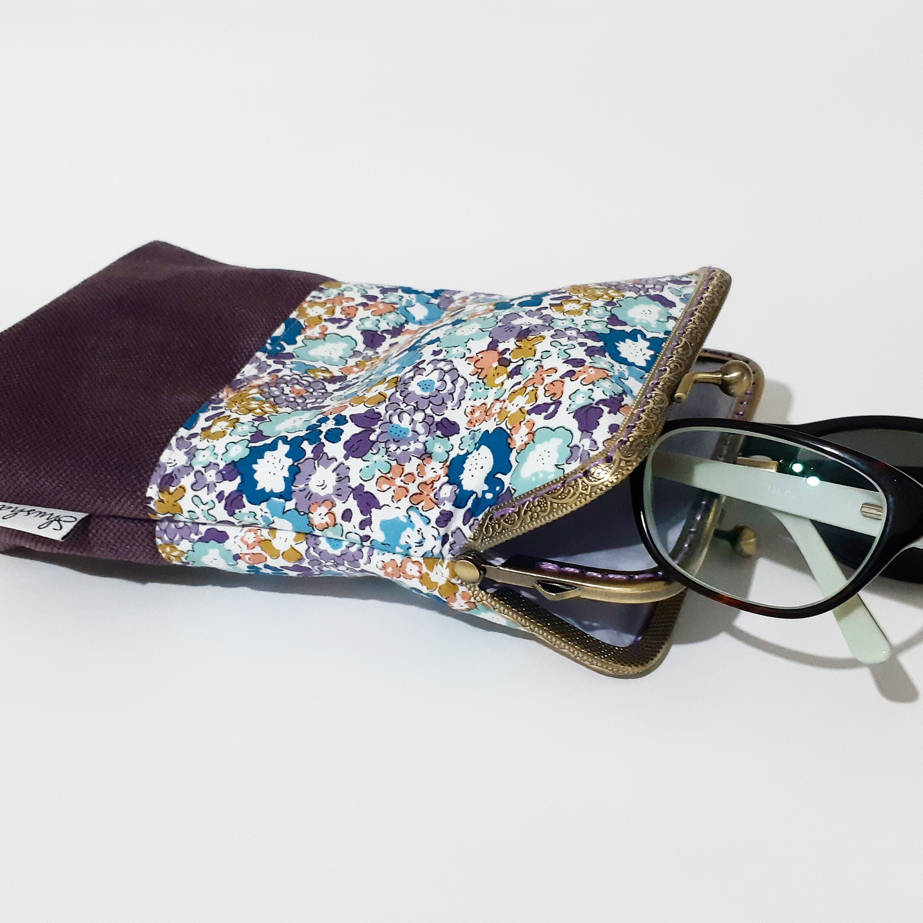 Double Pocket Eyeglass Case Handmade Fabric Eyeglass Case Etsy