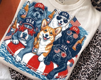 Funny Patriotic Dog Png, 4th Of July Sublimation, 250 Anniversary Clip Art, Corgi Labrador Chow Png, Independence Day Digital Download File
