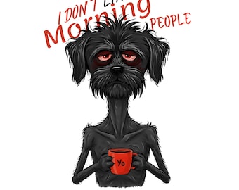 Funny Grumpy Dog Print, Coffee Lover Gift (Digital Download)