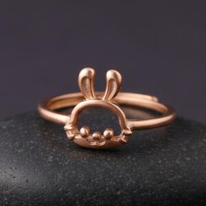 925er Silber Häschenring, zierlicher Kaninchen-Tierschmuck, minimalistisches Ostergeschenk, niedlicher Häschenohrring für sie, wunderliches Schmuckgeschenk für sie