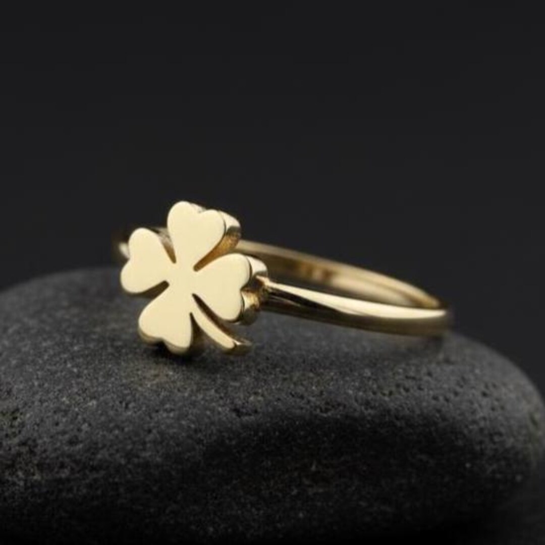Four Leaf Clover Ring, Lucky Ring Silver, Gold Minimalist Band, Lucky ...