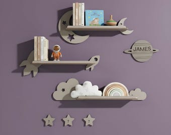 Étagères personnalisées pour enfants, étagère flottante en bois pour chambre de bébé, décoration Montessori pour chambre de bébé, rangement pour tout-petit