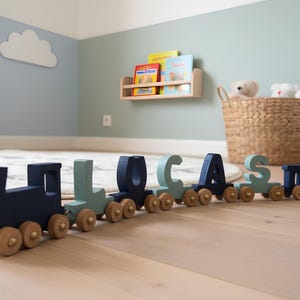 Personalized Wooden Name Train, Montessori Toy, Nursery Room Decor, Baby Alphabet Train
