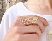NYC Map Statement Ring - Street Map of Manhattan Gold / Silver Adjustable Ring of urban map Geometric Jewelry, Holiday Gift fot her