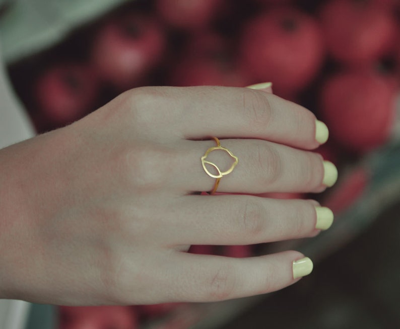Delicate Ring Fruit ring Orange Ring Minimalist Ring Apple Ring Stacking Ring Lemon Ring Midi Ring Pinky Ring Gold ring Thin ring