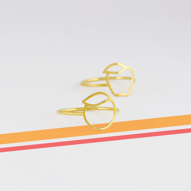 Delicate Ring Fruit ring Orange Ring Minimalist Ring Apple Ring Stacking Ring Lemon Ring Midi Ring Pinky Ring Gold ring Thin ring