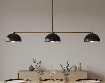 Brass Black  Linear Chandelier Kitchen Island | Modern Industrial Dome Pendant Lights | Farmhouse Dining Room Bar Lighting brass