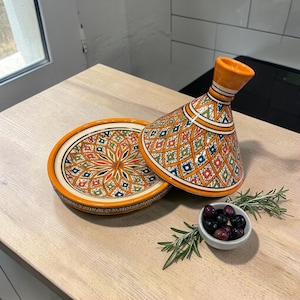 Handmade Moroccan Tagine | Hand-Painted Ceramic Tagine | Traditional Moroccan Pottery | Colorful Kitchen Decor & Serving Dish