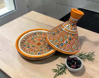Handmade Moroccan Tagine | Hand-Painted Ceramic Tagine | Traditional Moroccan Pottery | Colorful Kitchen Decor & Serving Dish
