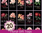 Bouquet Christian Gift Tags Printable | Floral Christmas + Everyday Tags | A4 US Letter PDF & JPG Bundle | Elegant Faith Gift Labels | Grace