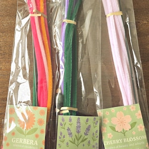 Kit de flores DIY con limpiapipas / Gerberas, flores de cerezo y lavanda / Crea tus propias flores artesanales / ko.co