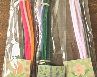 Kit de flores DIY com limpadores de cachimbo | Gérberas, flores de cerejeira e lavandas | Faça suas próprias flores artesanais | ko.co
