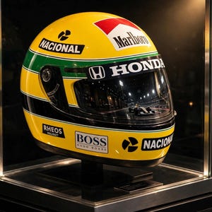 Capacete de Ayrton Senna de 1991 para Exibição | Réplica em Tamanho Real 1:1 | McLaren MP4/6 Honda Campeão Mundial | Item de Colecionador para Exibição de Memorabilia da F1