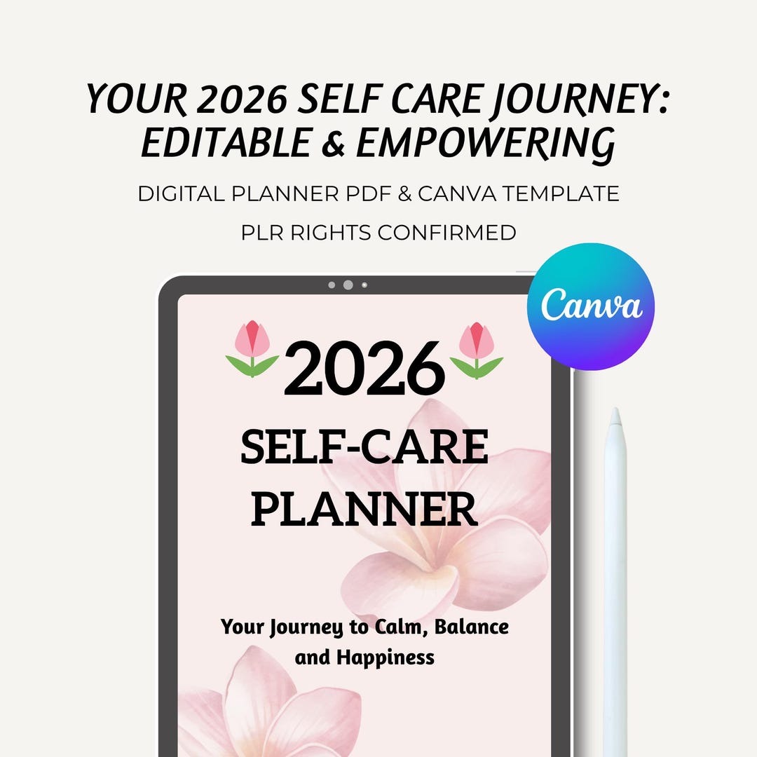 PLR Self Care Planner 2026 | Hyperlinked Digital Planner PDF | Editable ...