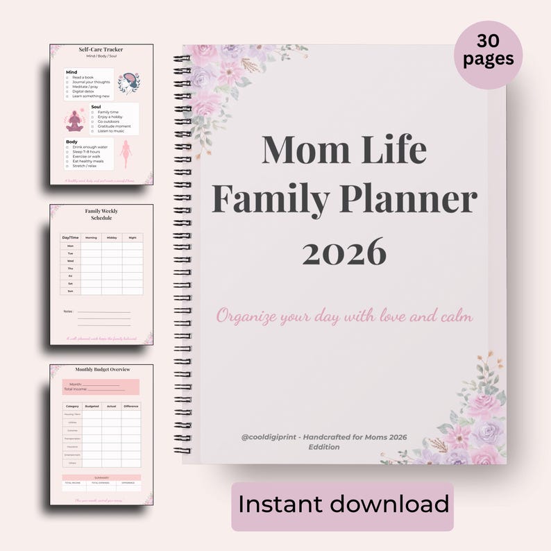 Printable Mom Life Family Planner, Digital Weekly Schedule & Daily ...