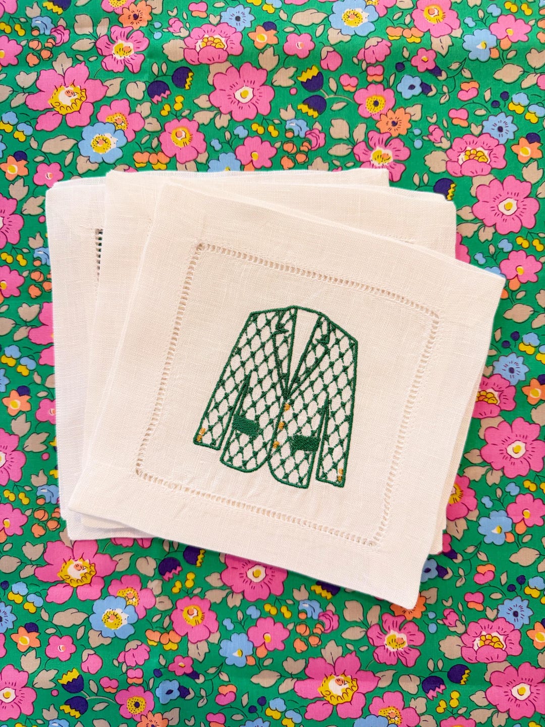 Green Jacket Cocktail Coasters, Masters Inspired Embroidered Cocktail ...