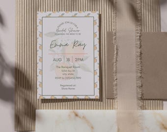 Orange Bridal Shower Invitation Template – 5x7 Canva Invite (Digital Download) Orange Citrus Bridal Shower Invite