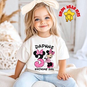 Inspired Minni Birthday T Shirt: Minni Mouse Party Theme, Gift for Girls image 3