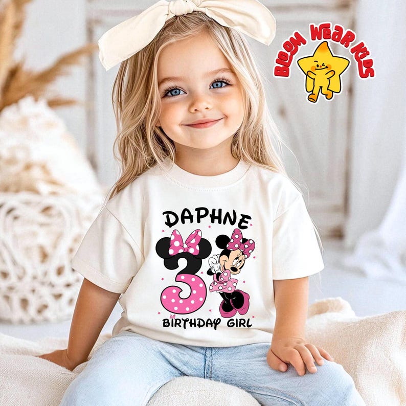 Inspired Minni Birthday T Shirt: Minni Mouse Party Theme, Gift for Girls image 3
