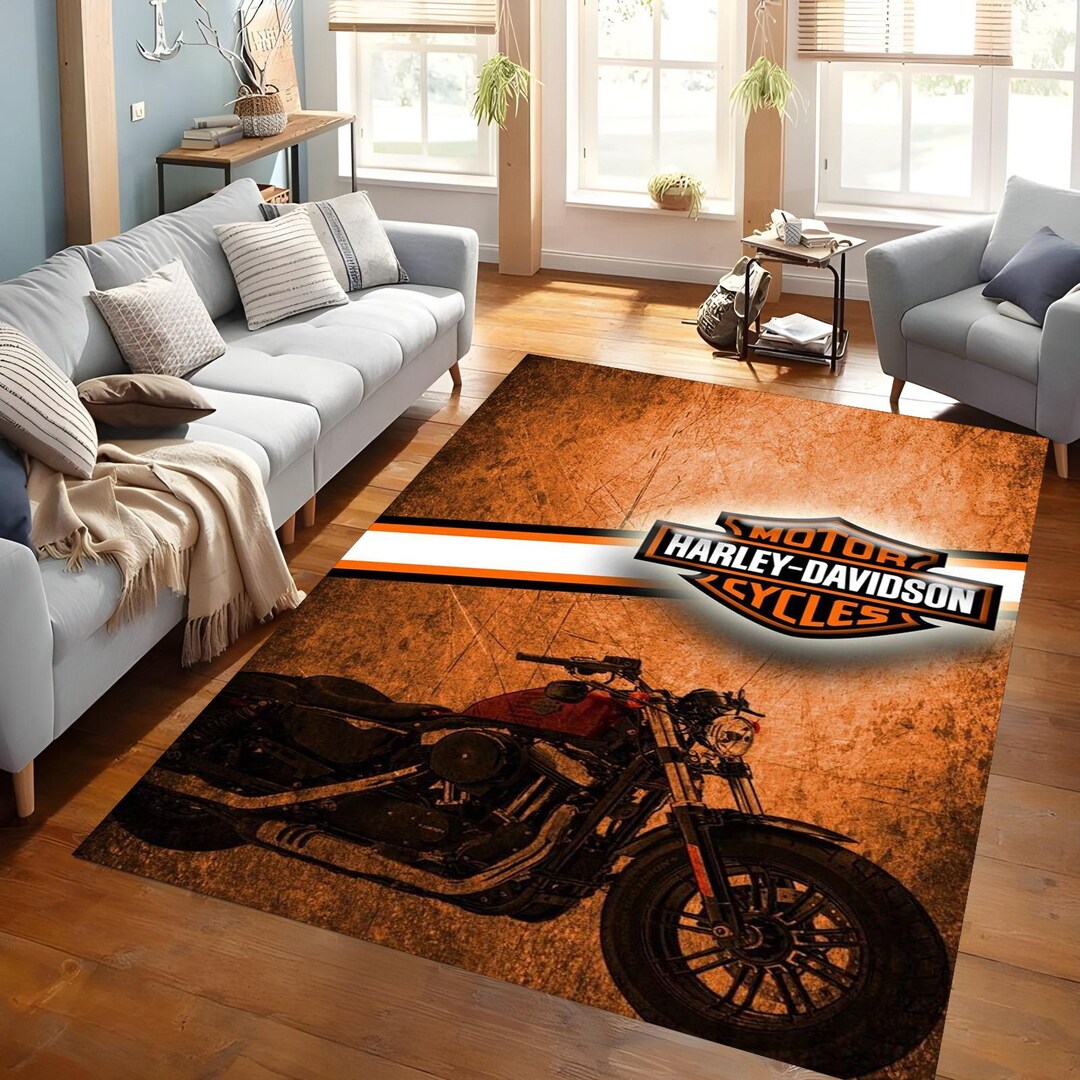 Motorhead Rug Harley Davidson Motorcycle Rug, Vintage Style, Motorcyclist Decor - Etsy