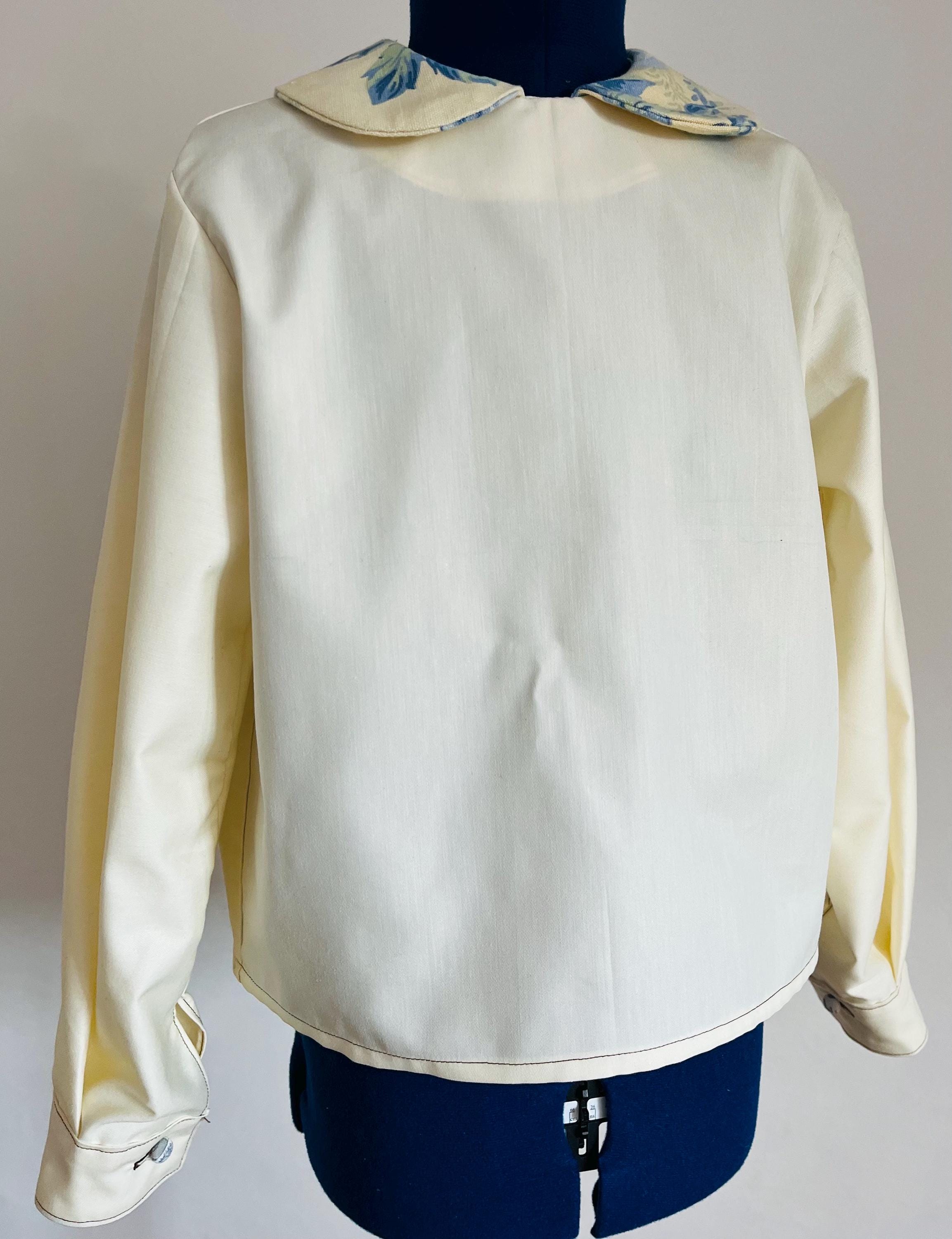 Vintage Girls Blouse with Pan Collar, Back Button, Handmade
