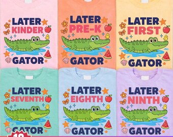 Later Gator PNG Bundle, Ende des Schuljahres Lehrer Sublimation, Gestreifte Later Grader Png, Preppy Letzter Schultag Png, Alligator Grader