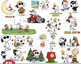 Paquete de imágenes PNG de perros de dibujos animados, cachorro retro, clipart de perro vintage, estilo caricatura, perro gracioso, Snoopy Valentine PNG, diseño de sublimación, para amantes de las mascotas