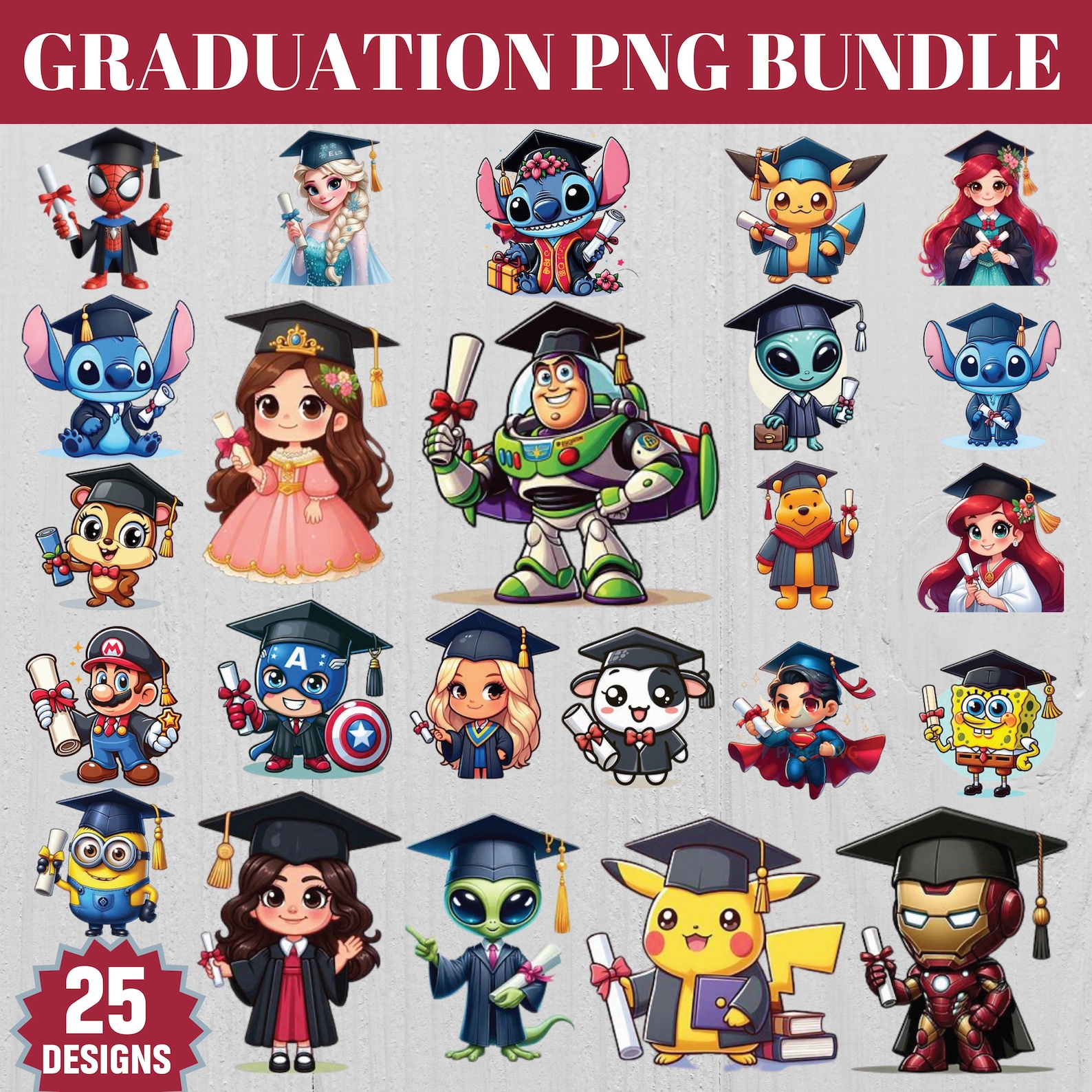 Graduation Cartoon Characters PNG Clipart Bundle, Graduation Cartoon ...