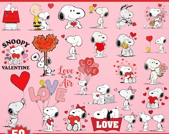Cute Dog SVG Bundle, Cartoon Puppy Clipart, Valentine Dog Download for Cricut & Sublimation, Cute Puppy Svg, Charliee Brown, Snoopy Dog PNG