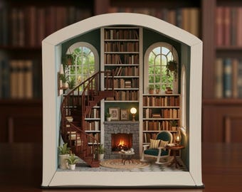 Study Room with a Fireplace Book Nook  - Digital File .STL - 3D Printing