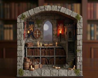 Castle Library Room Book Nook - Digital File .STL - 3D Printing