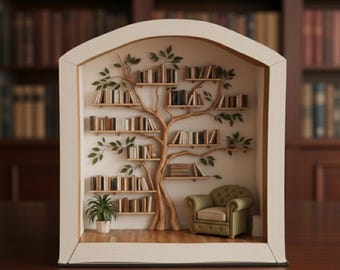Cosy Study Room Book Nook  - Digital File .STL - 3D Printing