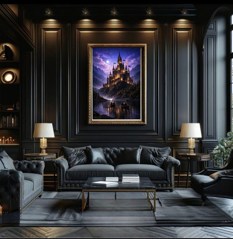 Wizard Castle Wall Art|magic School Illustration Print|fantasy Home ...