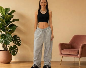 Pantalones deportivos extragrandes para mujer: joggers holgados y relajados, pantalones casuales para estar en casa, ropa urbana para el día a día.