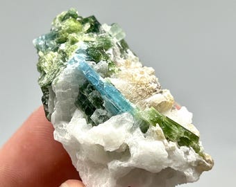 Bi-Color Tourmaline Crystal Specimen, Green and Blue, Afghanistan, 20 Gram
