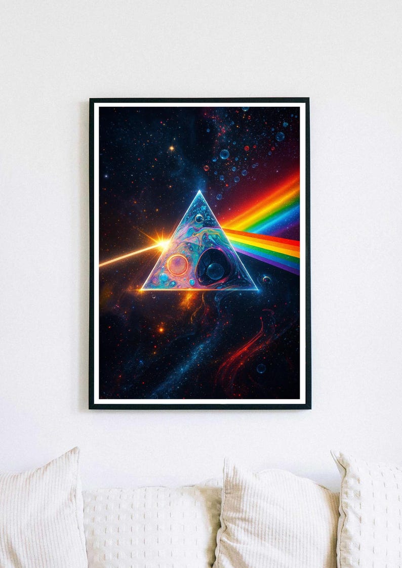 Pink Floyd Prism Poster Dark Side of the Moon Minimalist Wall Art ...