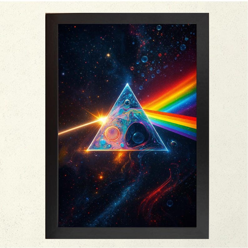 Pink Floyd Prism Poster Dark Side of the Moon Minimalist Wall Art ...